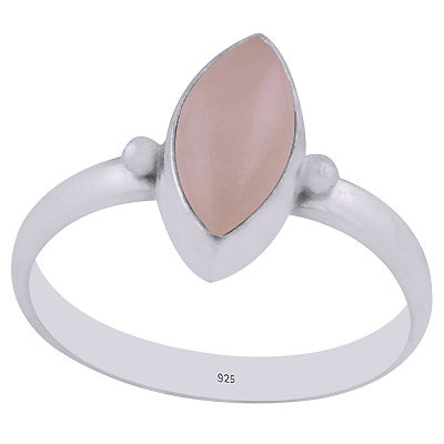 Alluring Minimal Rawa Work Around Rose Quartz Marquise Shape 925 Sterling Solid Silver Ring - R3403016-12