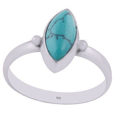 Alluring Minimal Rawa Work Around Turquoise Marquise Shape 925 Sterling Solid Silver Ring - R3403016-3