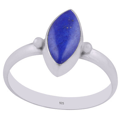 Alluring Minimal Rawa Work Around Lapis Marquise Shape 925 Sterling Solid Silver Ring - R3403016-6