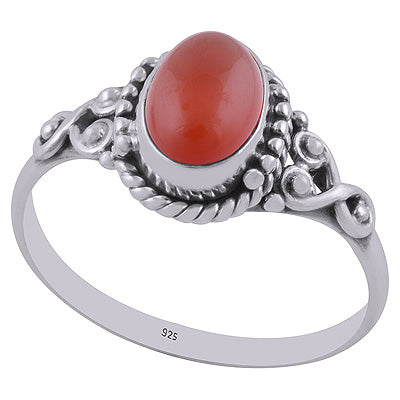Gorgeous Rawa & Wire Work Around Carnelian Oval Shape 925 Sterling Solid Silver Ring - R3403017-6