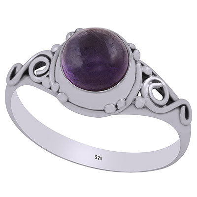 Beautiful Coil Wire Work Around Amethyst Round Shape 925 Sterling Solid Silver Ring - R3403021-21