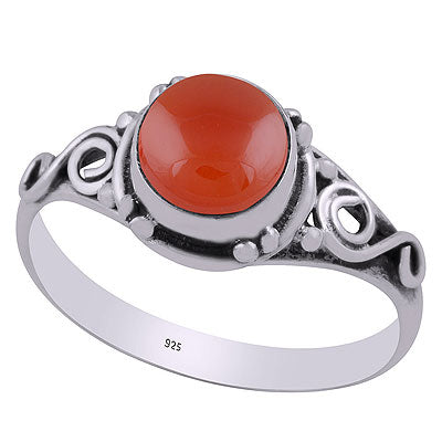 Beautiful Coil Wire Work Around Carnelian Round Shape 925 Sterling Solid Silver Ring - R3403021-27