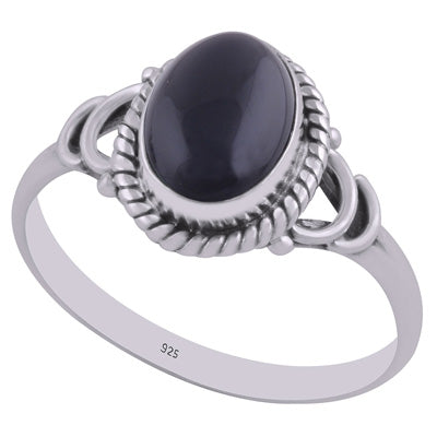 Stunning Handwork Around Black Onyx Oval Shape 925 Sterling Solid Silver Ring - R3403024-15
