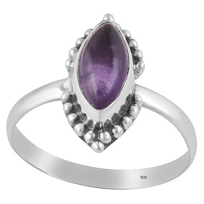 Beautiful Rawa Work Around Amethyst Marquise Shape 925 Sterling Solid Silver Ring - R3403025-1