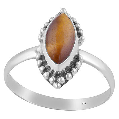 Beautiful Rawa Work Around Tiger's Eye Marquise Shape 925 Sterling Solid Silver Ring - R3403025-11