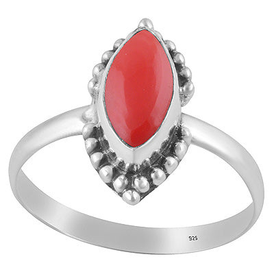 Beautiful Rawa Work Around Coral Marquise Shape 925 Sterling Solid Silver Ring - R3403025-14