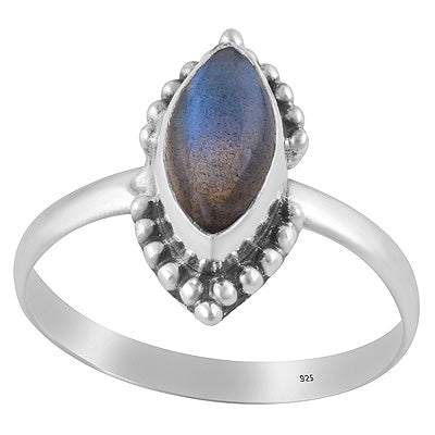 Beautiful Rawa Work Around Labradorite Marquise Shape 925 Sterling Solid Silver Ring - R3403025-5