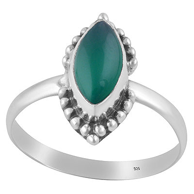 Beautiful Rawa Work Around Green Onyx Marquise Shape 925 Sterling Solid Silver Ring - R3403025-8