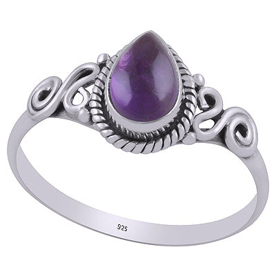 Gorgeous Coiling Work Around Amethyst Pear Shape 925 Sterling Solid Silver Ring - R3403028-1