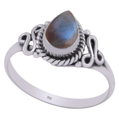 Beautiful Twisted Wire Around Labradorite Pear Shape 925 Sterling Solid Silver Ring - R3403034-5