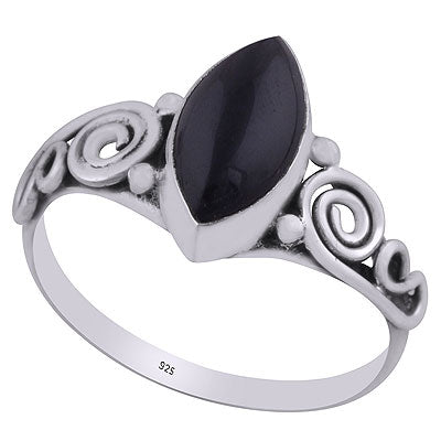 Gorgeous Wire Coil Work Around Black Onyx Marquise Shape 925 Sterling Solid Silver Ring - R3403037-14