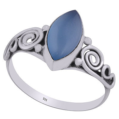 Gorgeous Wire Coil Work Around Blue Chalcedony Marquise Shape 925 Sterling Solid Silver Ring - R3403037-9