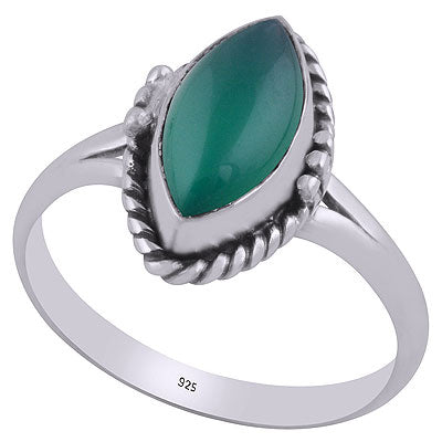Stunning twisted wire and rawa work Around Green Onyx Marquise Shape 925 Sterling Solid Silver Ring - R3403040-8