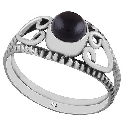 Gorgeous Handcrafted Wire Work Around Black Onyx Round Shape 925 Sterling Solid Silver Ring - R3403044-13