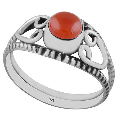 Gorgeous Handcrafted Wire Work Around Carnelian Round Shape 925 Sterling Solid Silver Ring - R3403044-7