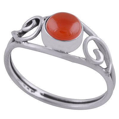 Gorgeous Wire Coil Work Around Carnelian Round Shape 925 Sterling Solid Silver Ring - R3403049-7