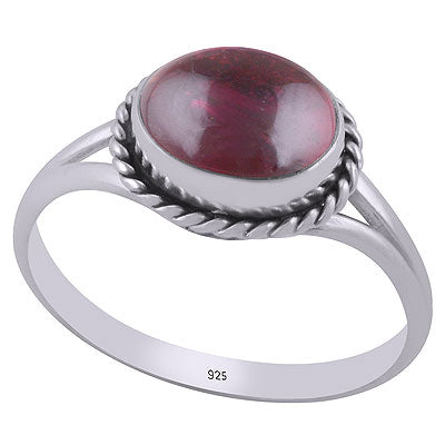Gorgeous Split Shank with Textured Wire Around Garnet Oval Shape 925 Sterling Solid Silver Rings - R3403052-2
