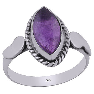 Alluring Twisted Wire Work Around Amethyst Marquise Shape 925 Sterling Solid Silver Ring - R3403059-1