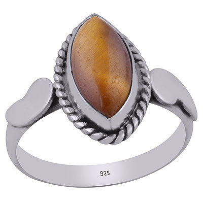 Alluring Twisted Wire Work Around Tiger's Eye Marquise Shape 925 Sterling Solid Silver Ring - R3403059-11