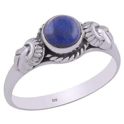 Gorgeous Embossed Twisted Wire Work Around Lapis Round Shape 925 Sterling Solid Silver Ring - R3403066-4