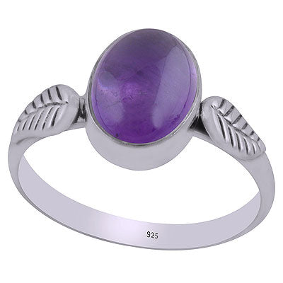 Alluring Embossed Wire Work Around Amethyst Oval Shape 925 Sterling Solid Silver Ring - R3403069-1