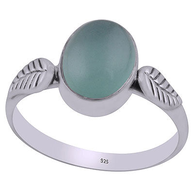 Alluring Embossed Wire Work Around Aqua Chalcedony Oval Shape 925 Sterling Solid Silver Ring - R3403069-10