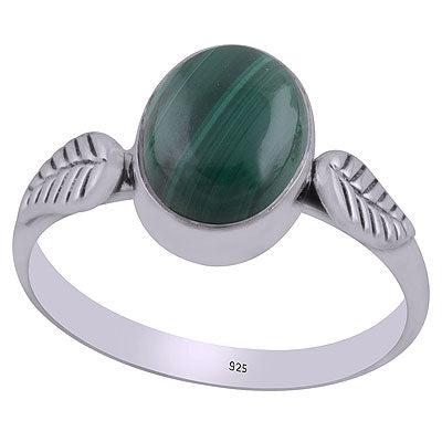 Alluring Embossed Wire Work Around Malachite Oval Shape 925 Sterling Solid Silver Ring - R3403069-12