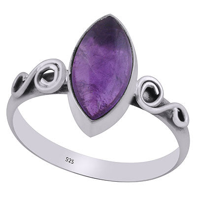 Alluring Coil Work Around Amethyst Marquise Shape 925 Sterling Solid Silver Ring - R3403086-1