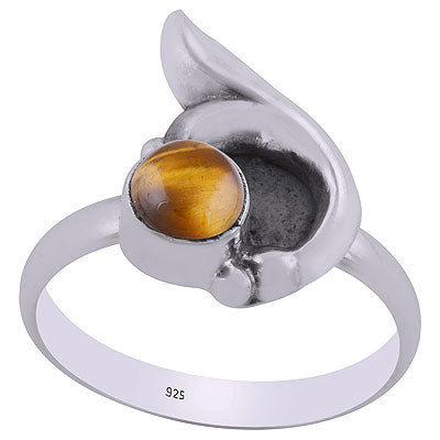Alluring Designed Oxidised Work Around Tiger's Eye Round Shape 925 Sterling Solid Silver Ring - R3403089-13