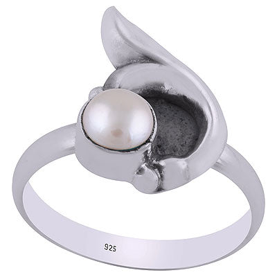 Alluring Designed Oxidised Work Around Pearl Round Shape 925 Sterling Solid Silver Ring - R3403089-16