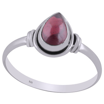 Minimal Wire Work Around Garnet Pear Shape 925 Sterling Solid Silver Ring - R3403096-22
