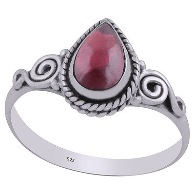 Stunning Wire Coil Work Around Garnet Round Shape 925 Sterling Solid Silver Ring - R3403098-22
