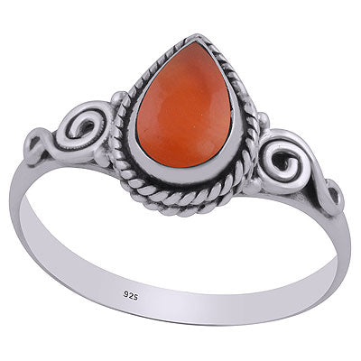 Stunning Wire Coil Work Around Carnelian Round Shape 925 Sterling Solid Silver Ring - R3403098-27