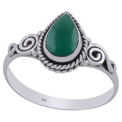 Stunning Wire Coil Work Around Green Onyx Round Shape 925 Sterling Solid Silver Ring - R3403098-28