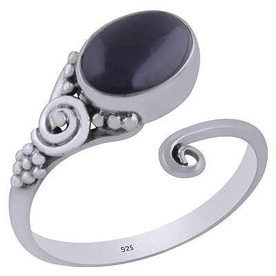 Stunning Prong Setting Around Black Onyx Oval Shape 925 Sterling Solid Silver Ring - R3403109-14