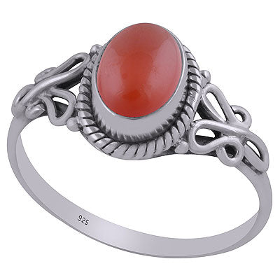 Beautiful Handcrafted Wire Work Around Carnelian Oval Shape 925 Sterling Solid Silver Ring - R3403116-6