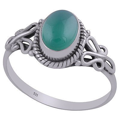 Beautiful Handcrafted Wire Work Around Green Onyx Oval Shape 925 Sterling Solid Silver Ring - R3403116-7
