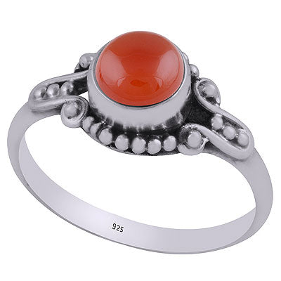 Stunning Rawa And Wire Work Pattern Around Carnelian Round Shape 925 Sterling Solid Silver Ring - R3403118-5