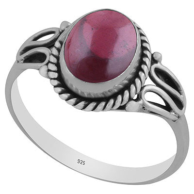 Alluring Twisted Wire Look Around Garnet Oval Shape 925 Sterling Solid Silver Ring - R3403120-2