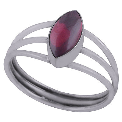 Alluring Three Shank Around Garnet Marquise Shape 925 Sterling Solid Silver Ring - R3403127-2