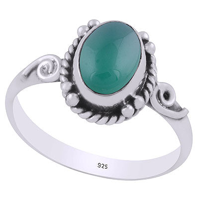 Beautiful Coil Wire Work Around Green Onyx Oval Shape 925 Sterling Solid Silver Ring - R3403131-28