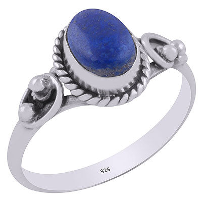Gorgeous Handcrafted Rawa And Wire Work Around Lapis Oval Shape 925 Sterling Solid Silver Ring - R3403132-5