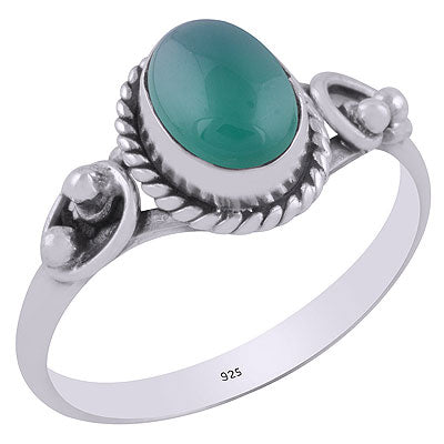 Gorgeous Handcrafted Rawa And Wire Work Around Green Onyx Oval Shape 925 Sterling Solid Silver Ring - R3403132-7