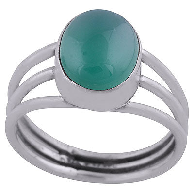 Gorgeous Three Shank Around Green Onyx Oval Shape 925 Sterling Solid Silver Ring - R3403133-8