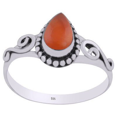 Stunning Wire Coil,Rawa Work Around Carnelian Pear Shape 925 Sterling Solid Silver Ring - R3403142-6