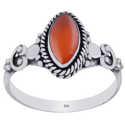 Alluring Handcrafted Coil Work Around Carnelian Marquise Shape 925 Sterling Solid Silver Ring - R3403147-6