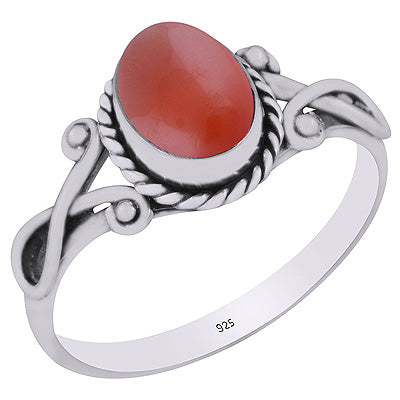 Gorgeous Twisted Wire Work Around Carnelian Oval Shape 925 Sterling Solid Silver Ring - R3403148-5