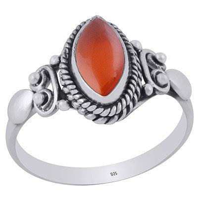 Gorgeous Handcrafted Work Around Carnelian Marquise Shape 925 Sterling Solid Silver Ring - R3403156-27
