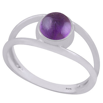 Beautiful Split Shank Around Amethyst Round Shape 925 Sterling Solid Silver Ring - R3403195-1