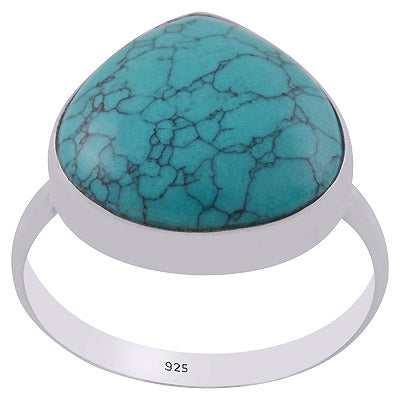 Beautiful Elongated Gemstone Turquoise Drop Shape 925 Sterling Solid Silver Ring - R3403196-1